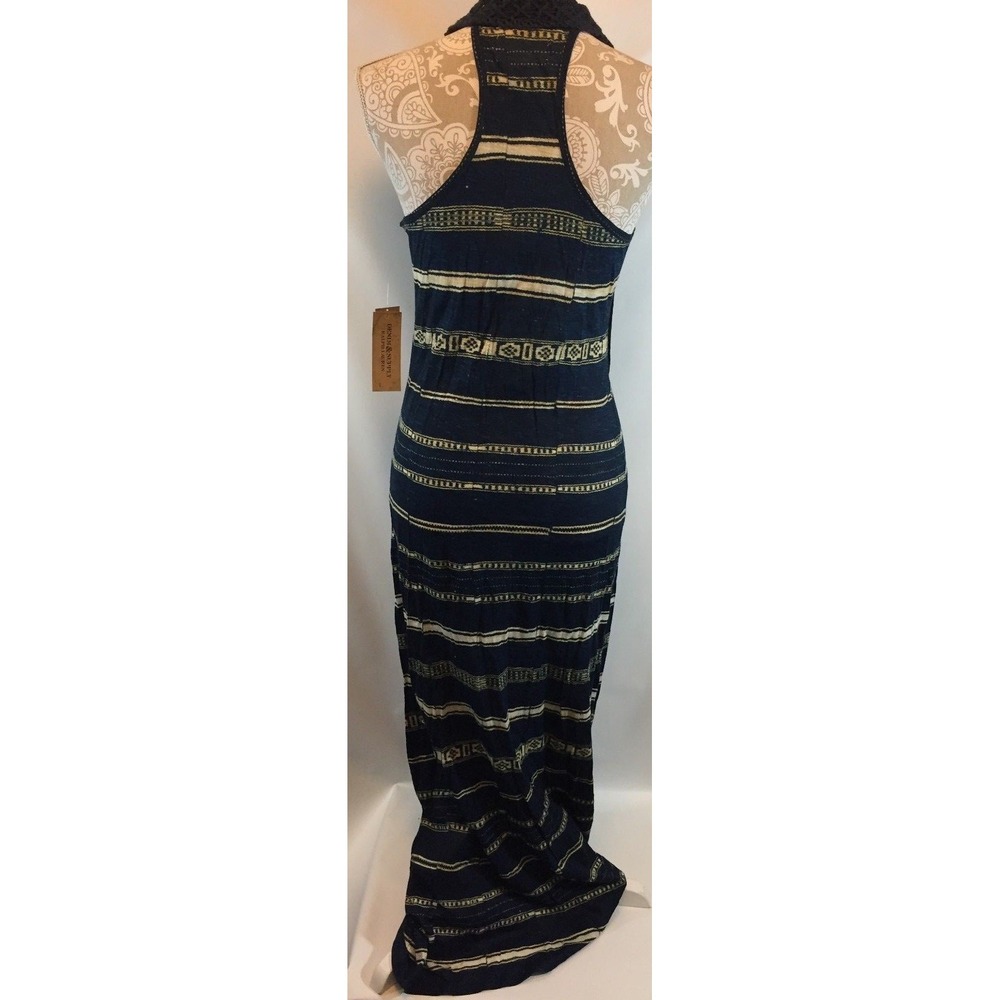 Denim & Supply Ralph Lauren Maxi Dress Tribal Print Crochet Fringe Halter S Boho - Picture 6 of 10